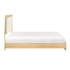Contemporary Natural and White Finish Queen Size Bed LED Panel Headboard Wooden Bedroom Furniture 1pc