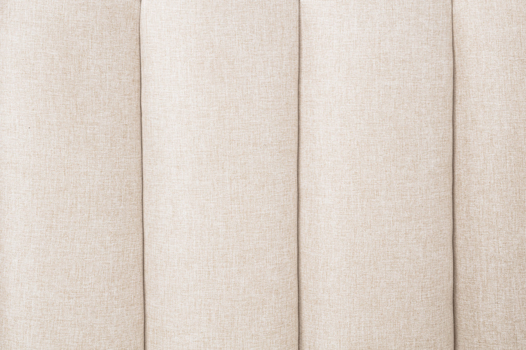 Queen Size Wood Bed with Piano Key Style Upholstered Headboard , Wood Bed with Strengthened Bed Frame,WHEAT