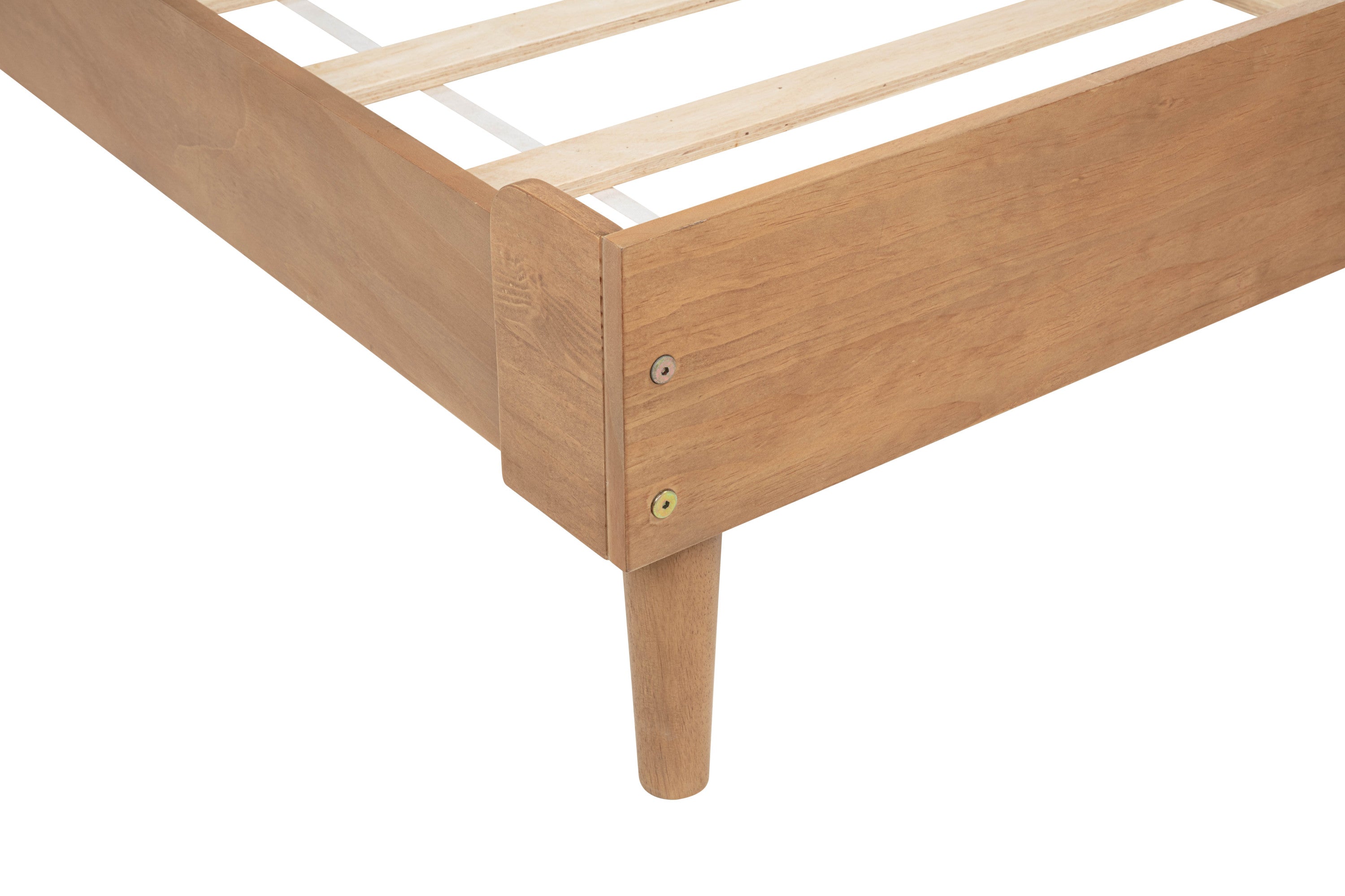 Queen Size Wood Bed with Piano Key Style Upholstered Headboard , Wood Bed with Strengthened Bed Frame,WHEAT