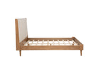 Queen Size Wood Bed with Piano Key Style Upholstered Headboard , Wood Bed with Strengthened Bed Frame,WHEAT