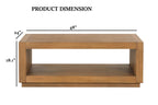 Rectangle coffee Table Plinth Base Open Bottom shelf Contemporary Medium Oak Finish Primary Living Room Coffee Table