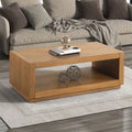 Rectangle coffee Table Plinth Base Open Bottom shelf Contemporary Medium Oak Finish Primary Living Room Coffee Table