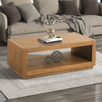 Rectangle coffee Table Plinth Base Open Bottom shelf Contemporary Medium Oak Finish Primary Living Room Coffee Table