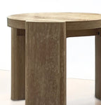 Round End Table Contemporary Style Panel Base Rubberwood Structure Oak Finish