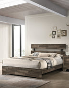 1pc Rustic King Platform Bed Slat Headboard Low-profile Bed Frame Brown Finish Contemporary Bedroom Furniture