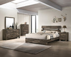 1pc Rustic King Platform Bed Slat Headboard Low-profile Bed Frame Brown Finish Contemporary Bedroom Furniture