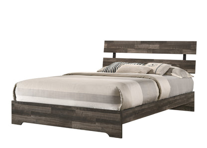 1pc Rustic King Platform Bed Slat Headboard Low-profile Bed Frame Brown Finish Contemporary Bedroom Furniture