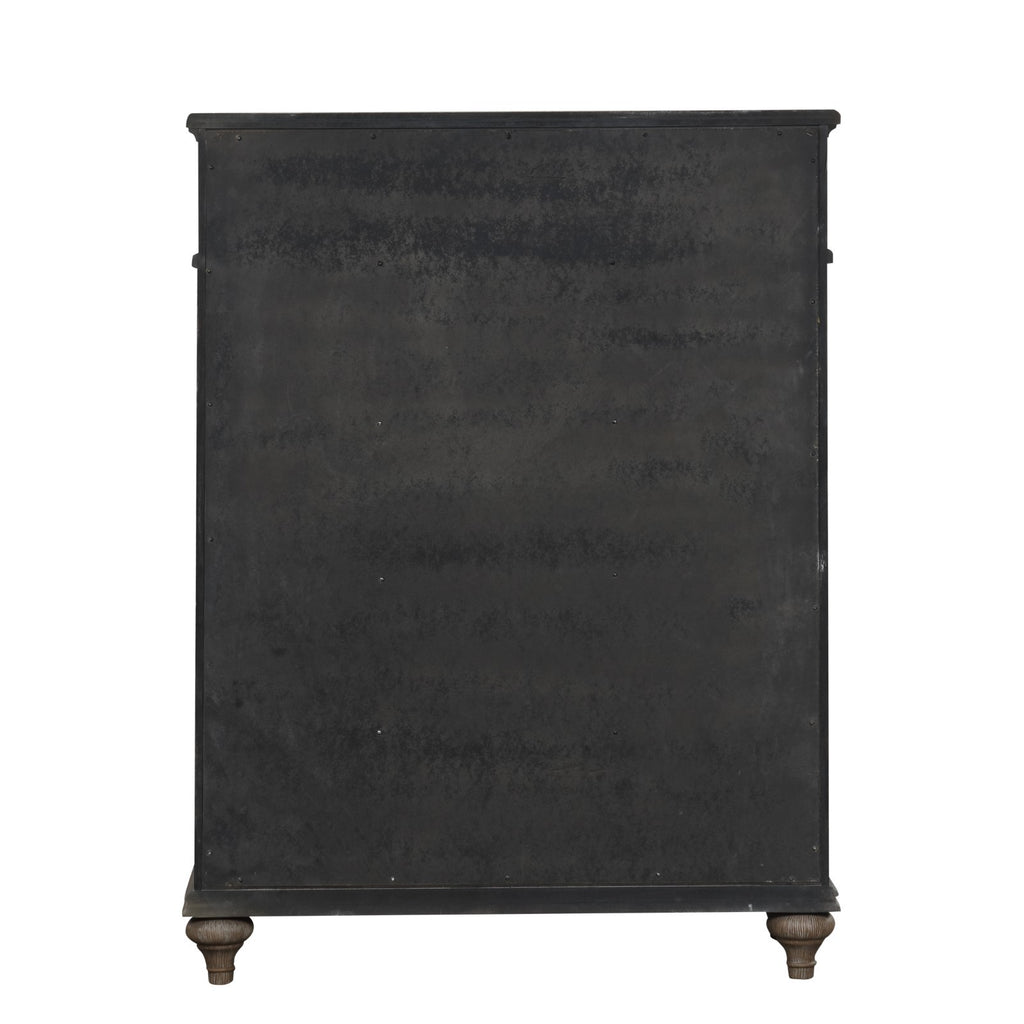 Simple Contemporary 1pc Chest of Drawers Rustic Oak Veneer Solid wood English Back Dovetail Drawers Bedroom Furniture Mirror Panel