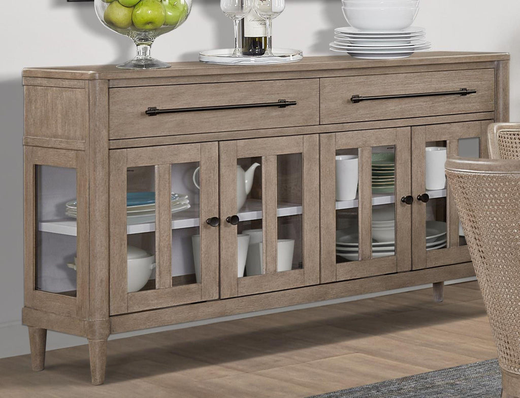 Solid Buffets Sand Solid Wood 60-Inch Buffet with Glass Doors | Groovy Boardz
