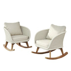 [Set of 2] 29.5' Contemporary Minimalist Beige Wicker Rocking Chair with Soft Polyester Cushions and Durable Wooden Frame, Perfect for Indoor and Outdoor Spaces like Patio, Balcony, or Living Room