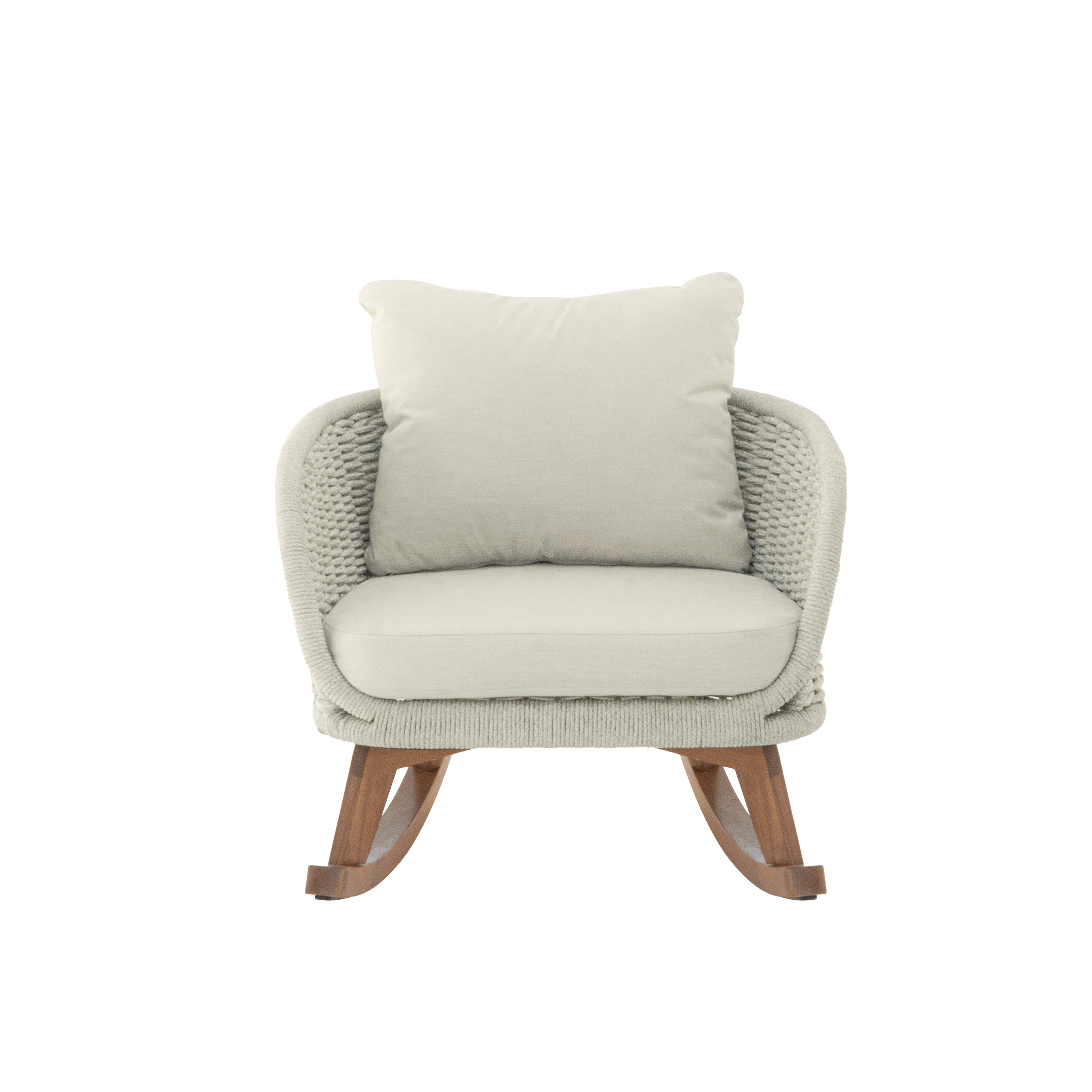 [Set of 2] 29.5' Contemporary Minimalist Beige Wicker Rocking Chair with Soft Polyester Cushions and Durable Wooden Frame, Perfect for Indoor and Outdoor Spaces like Patio, Balcony, or Living Room