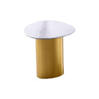Contemporary Style 1pc Side Table Sintered Stone Top Gold Legs Soft Corner Edges White And Matte Gold Finish End Table