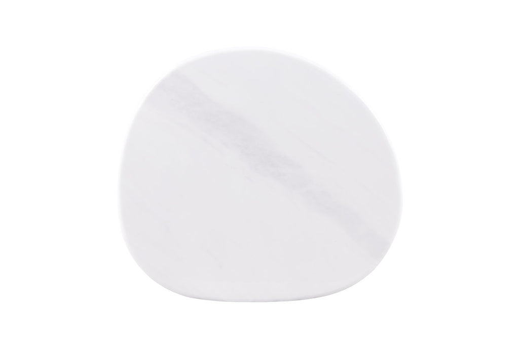 Contemporary Style 1pc Side Table Sintered Stone Top Gold Legs Soft Corner Edges White And Matte Gold Finish End Table