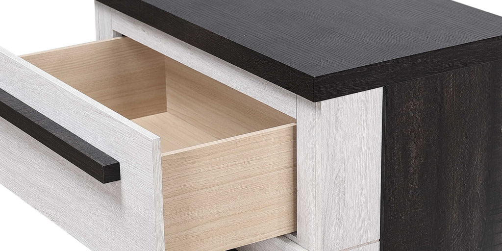 1pc Six Drawers Dresser Cream Ebony Finish Wooden Storage Bedroom Furniture