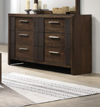 1pc Contemporary Six-Drawer Dresser Rich Wood Finish Rustic Charm Polished Hardware Wooden Furniture Brown