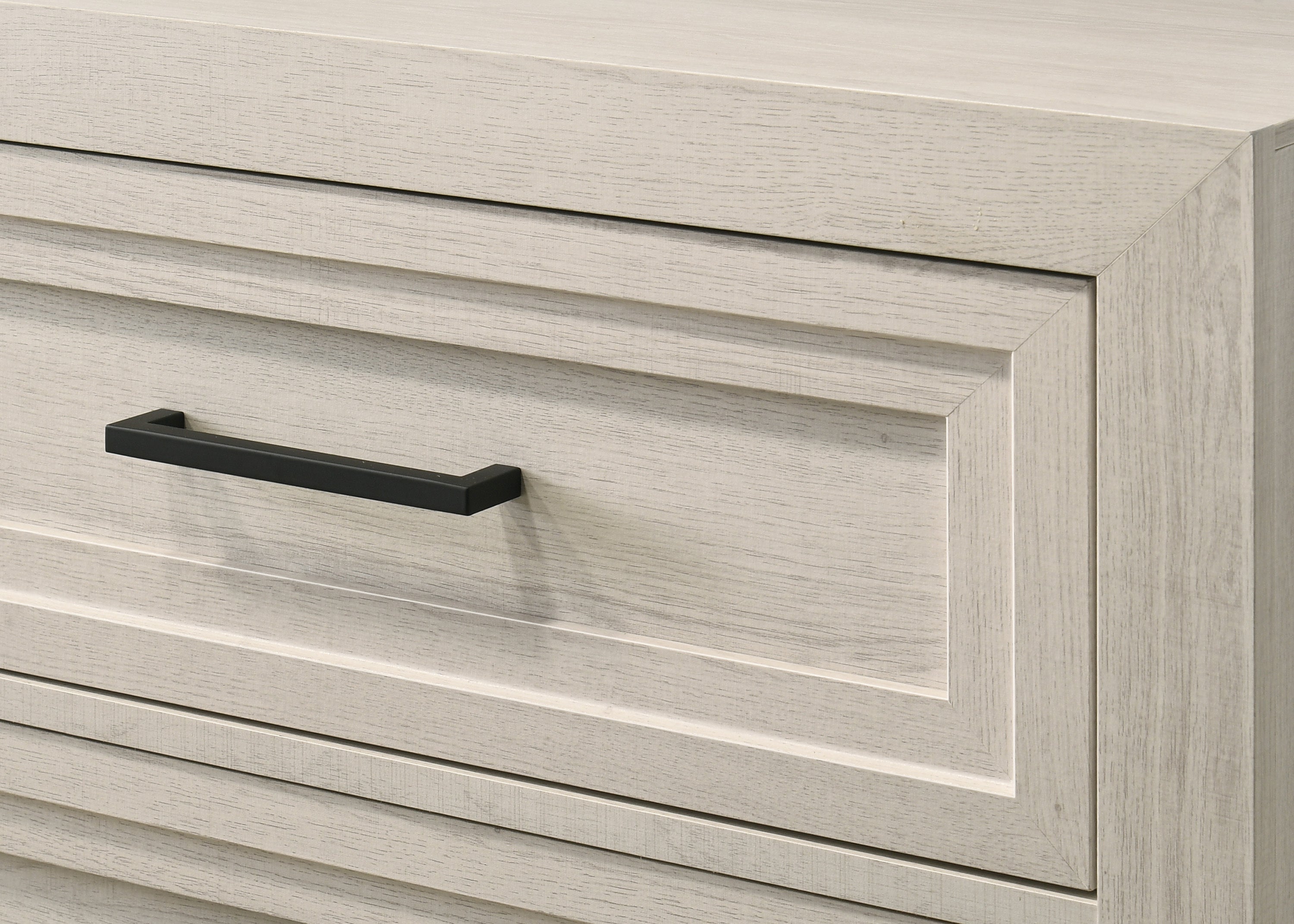 1pc Contemporary Six Drawer Dresser Geometric Design Off-White Finish Wooden Furniture