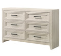 1pc Contemporary Six Drawer Dresser Geometric Design Off-White Finish Wooden Furniture