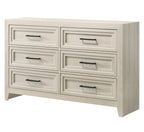 1pc Contemporary Six Drawer Dresser Geometric Design Off-White Finish Wooden Furniture