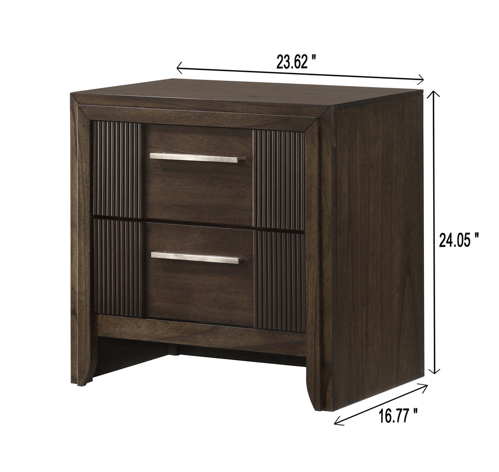 1pc Contemporary 2-Drawer Nightstand Rich Wood Finish Rustic Charm Polished Hardware Wooden Furniture Brown