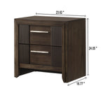 1pc Contemporary 2-Drawer Nightstand Rich Wood Finish Rustic Charm Polished Hardware Wooden Furniture Brown