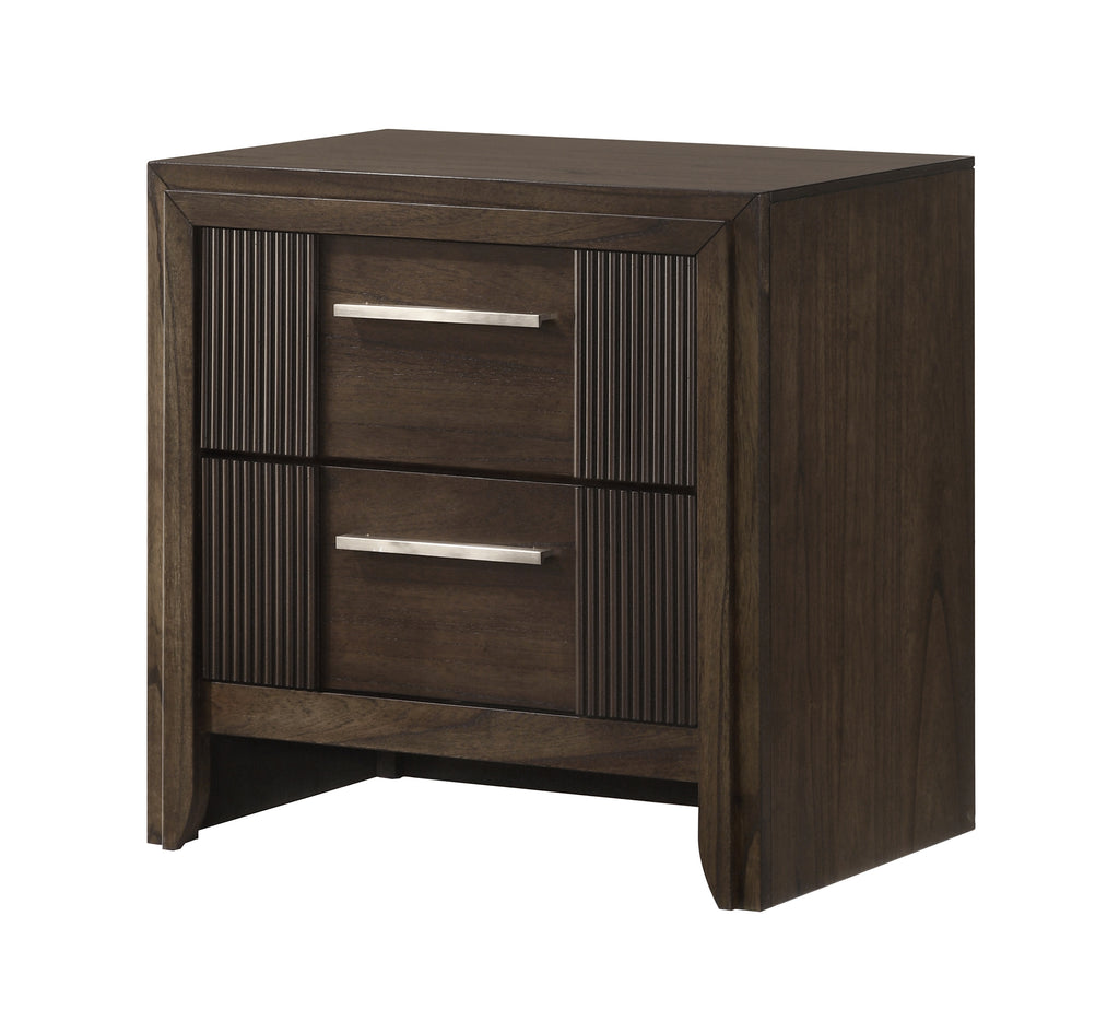 1pc Contemporary 2-Drawer Nightstand Rich Wood Finish Rustic Charm Polished Hardware Wooden Furniture Brown