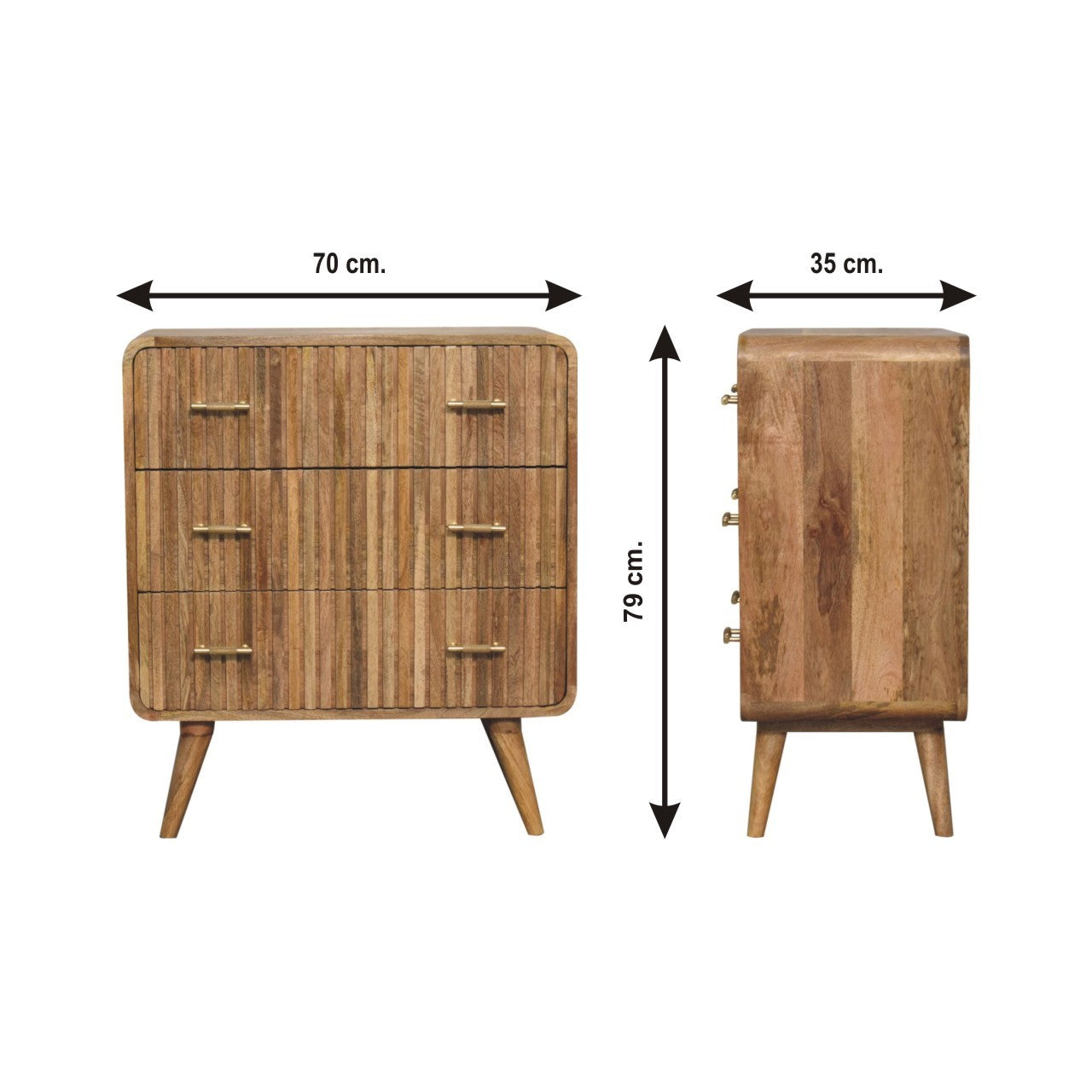 Artisan Furniture Solid Wood T-bar Ridged Chest