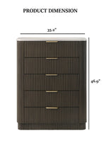 Contemporary Style 1pc Chest Artificial Marble Top Metal Side Glide Plinth Base Dark Walnut Finish Bedroom Furniture Dresser