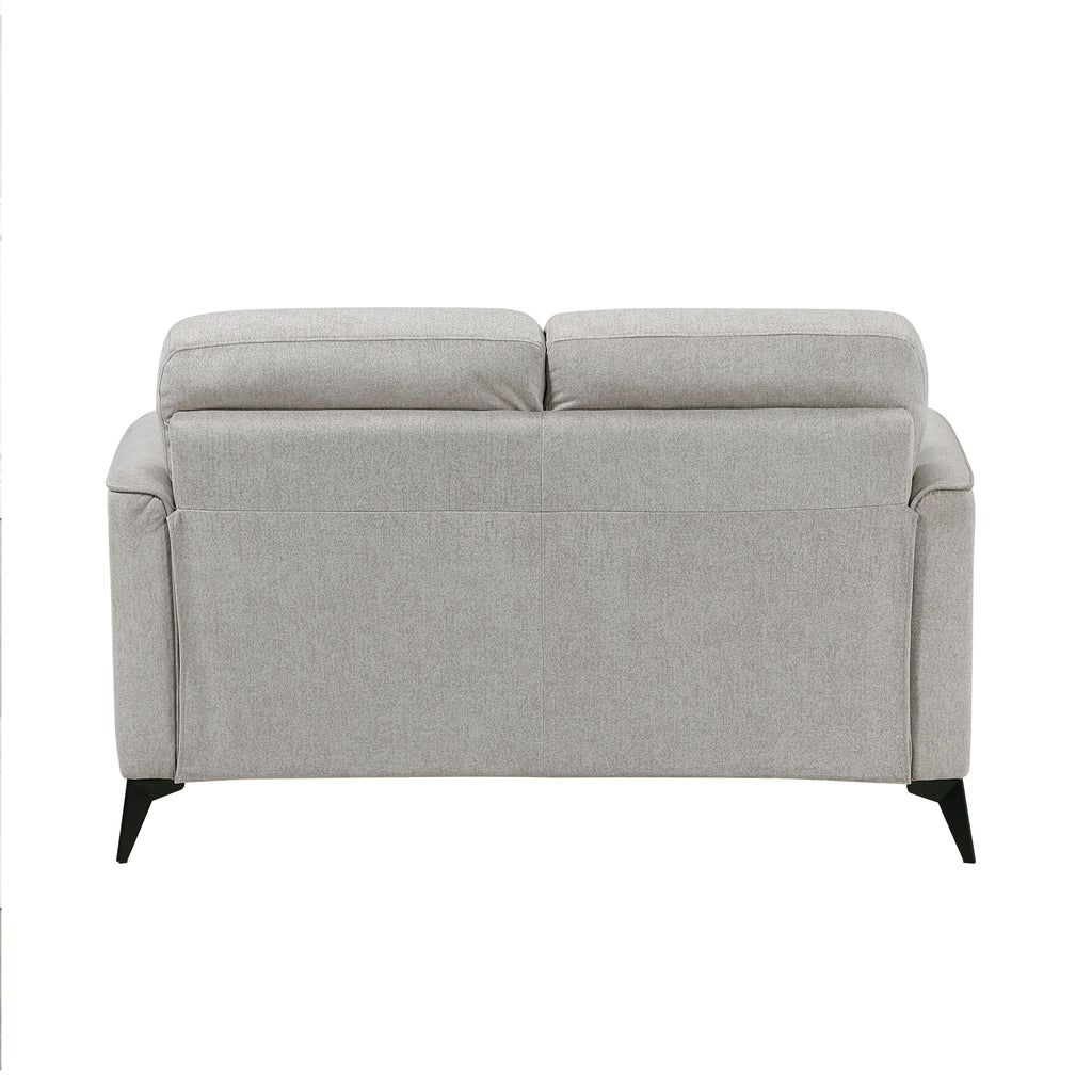 Modern Living Room Sofa Set 3pc Sofa Loveseat Chair Tan Microfiber Upholstery Comfortable Cushion Seat Black Metal Legs Contemporary Furniture