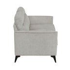 Modern Living Room Sofa Set 3pc Sofa Loveseat Chair Tan Microfiber Upholstery Comfortable Cushion Seat Black Metal Legs Contemporary Furniture