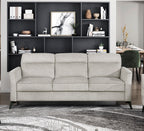 Modern Living Room Sofa Tan Microfiber Upholstery Comfortable Cushion Seat Couch Black Metal Legs Contemporary Furniture 1pc