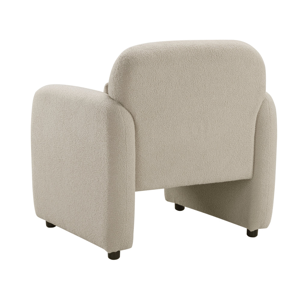Contemporary Accent Chair Taupe Boucle Fabric Upholstery Plywood Frame Pillow Cozy Living Room Furniture 1pc Comfort Chair