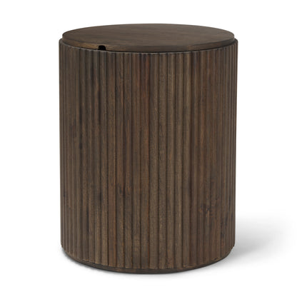 Terra Wood Fluted Round Side Table