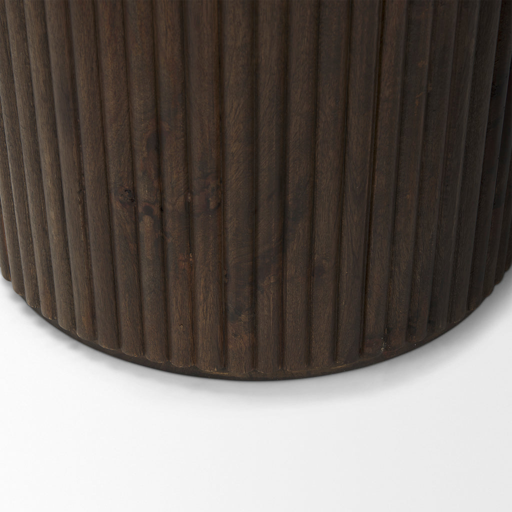 Terra Wood Fluted Round Side Table