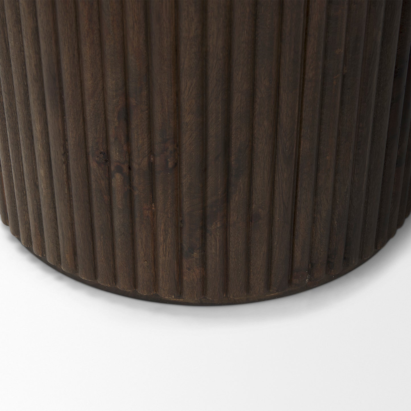 Terra Wood Fluted Round Side Table