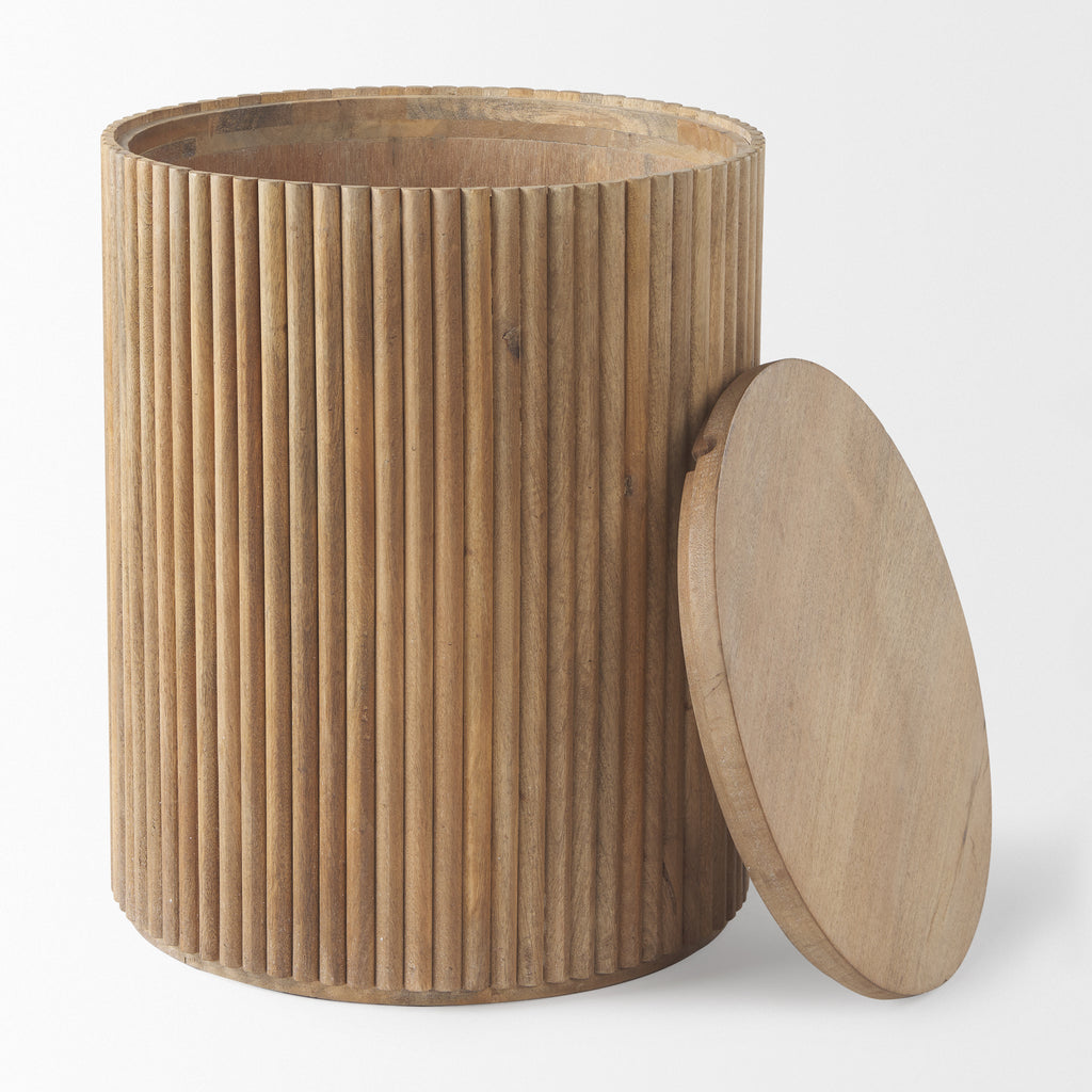 Terra Wood Fluted Round Side Table