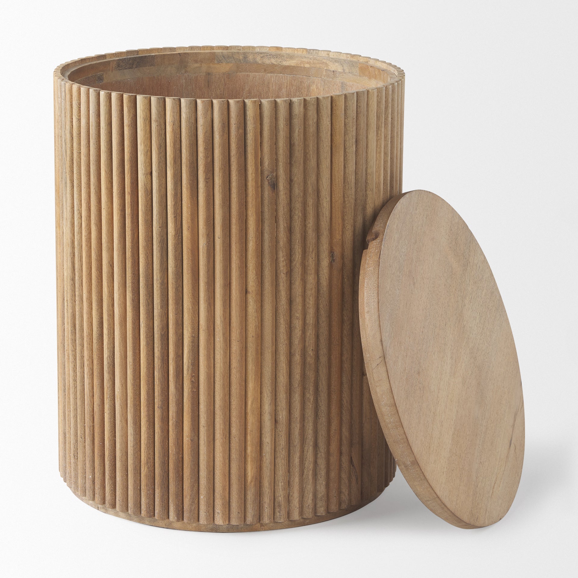 Terra Wood Fluted Round Side Table