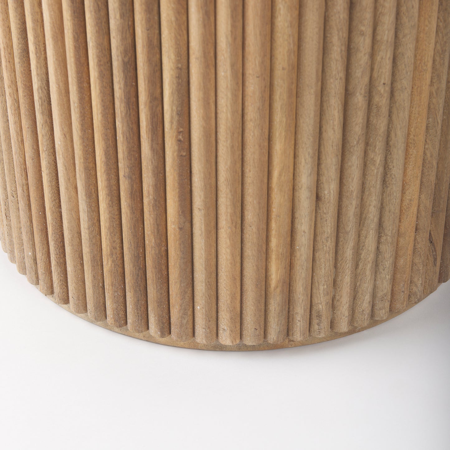 Terra Wood Fluted Round Side Table