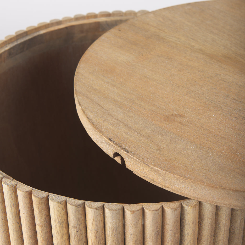 Terra Wood Fluted Round Side Table