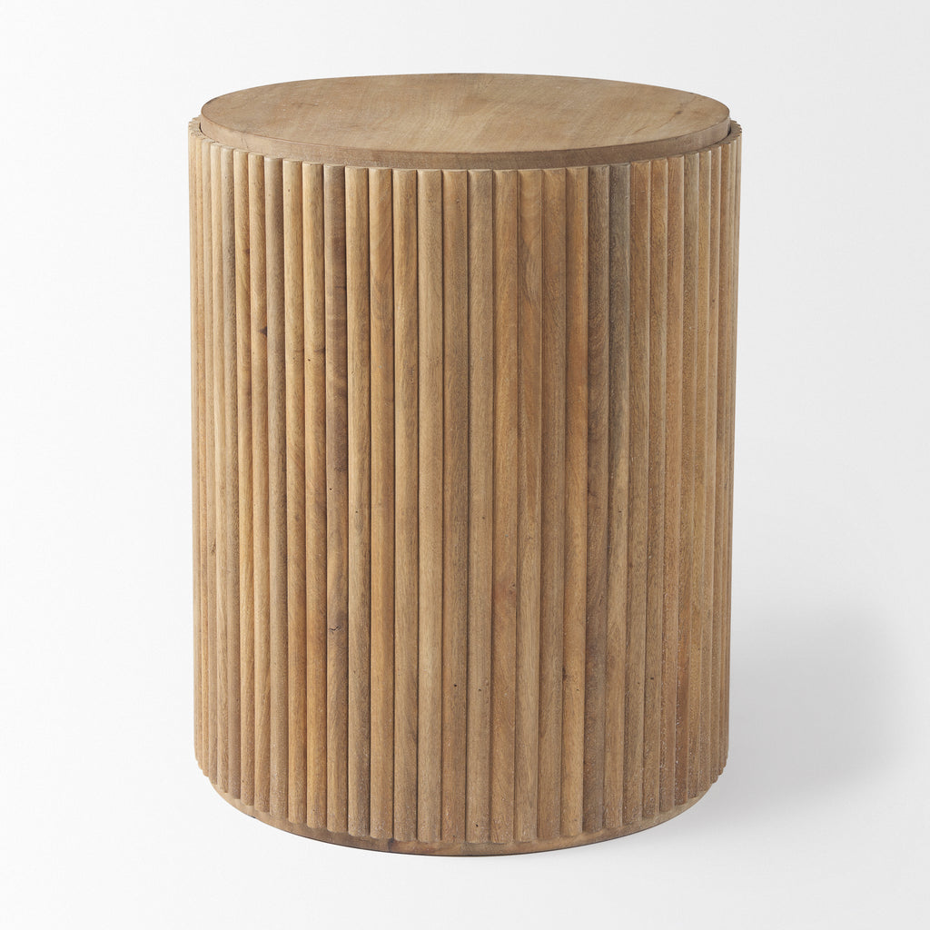 Terra Wood Fluted Round Side Table