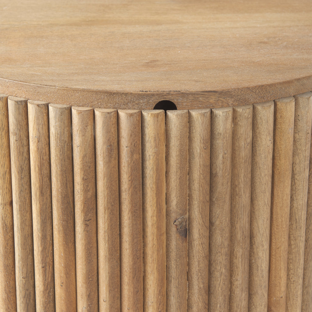 Terra Wood Fluted Round Side Table
