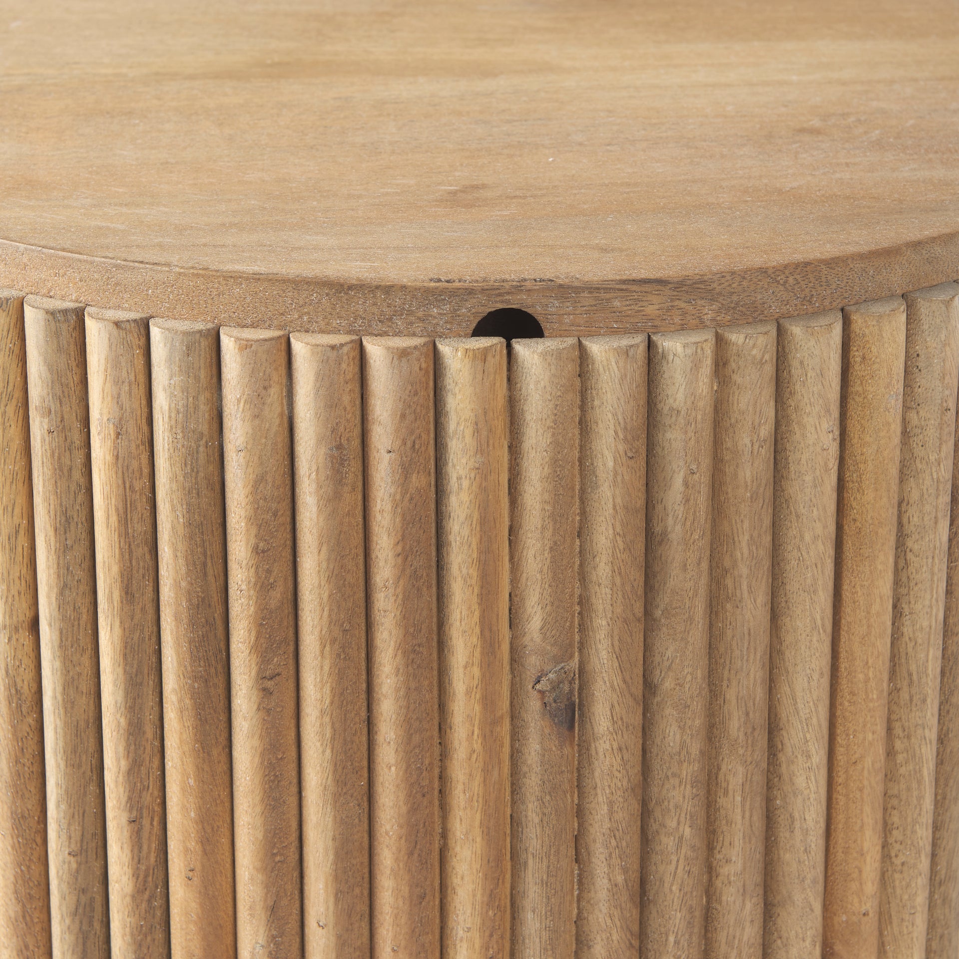 Terra Wood Fluted Round Side Table
