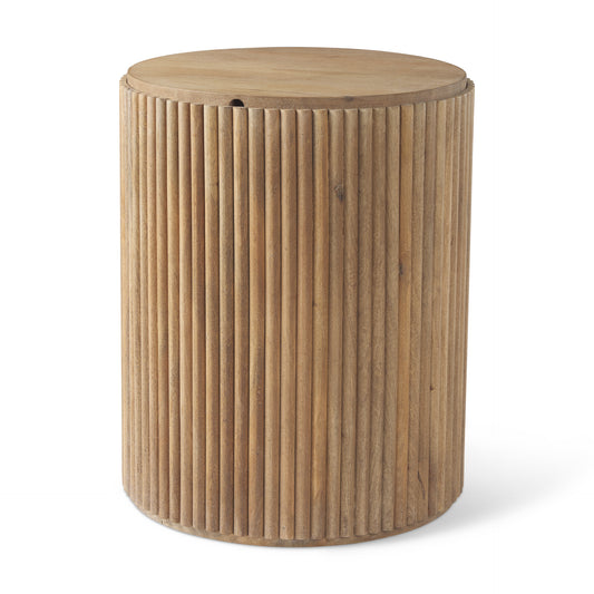 Terra Wood Fluted Round Side Table
