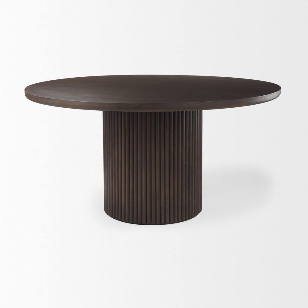 Terra Wood Round Fluted Dining Table