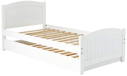 Twin Size Bed w/ Trundle Slats White Pine Plywood Kids Youth Bedroom Furniture