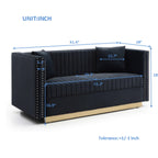 Contemporary Vertical Tufted Velvet Sofa Loveseat, Black.