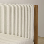 Vichy 2-Piece Rubberwood Corduroy Bedroom Set, Platform Bed with Nightstand, Queen