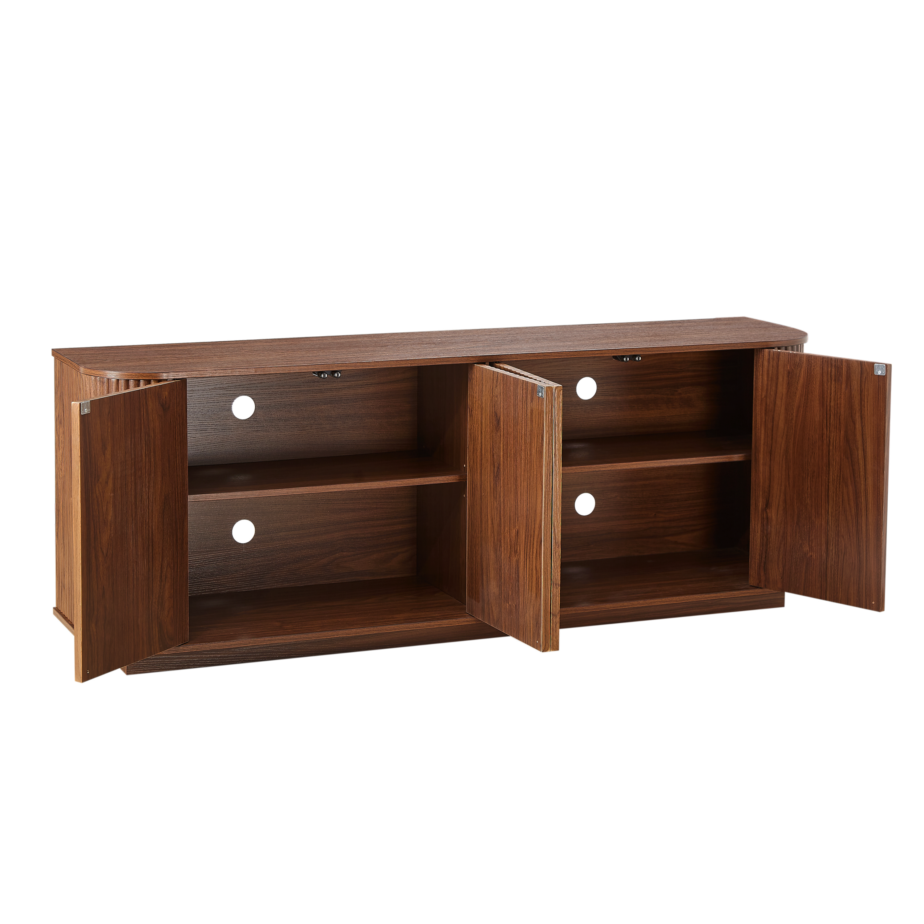 Sideboard Storage Cabinet TV Stand with wave pattern Buffet Cabinet Wooden Vertical Striped Cabinet for Kitchen/Bedroom/Entryway. Walnut, 64''W x 15''D x 24''H.