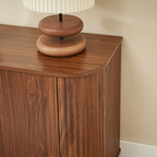 Sideboard Storage Cabinet TV Stand with wave pattern Buffet Cabinet Wooden Vertical Striped Cabinet for Kitchen/Bedroom/Entryway. Walnut, 64''W x 15''D x 24''H.