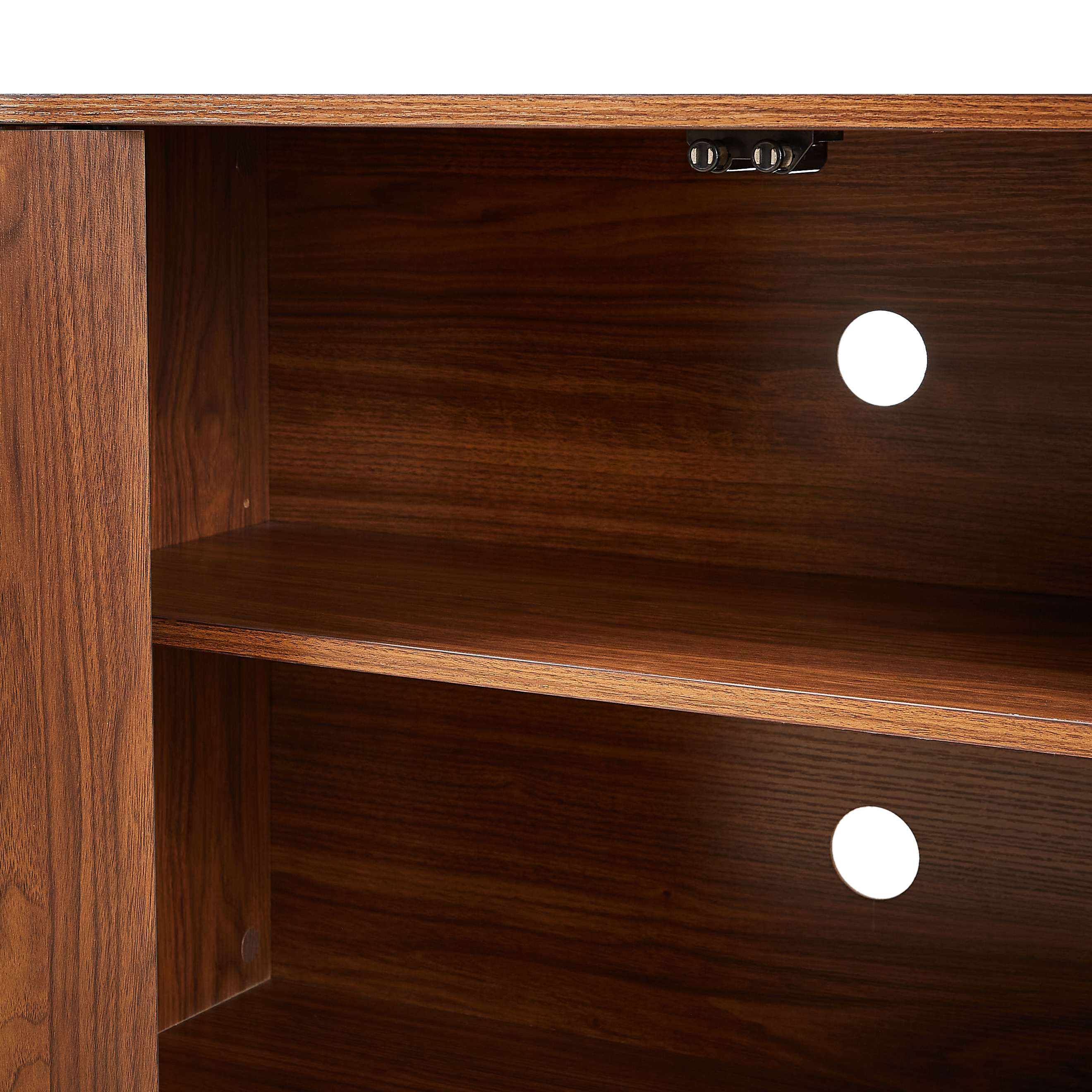 Sideboard Storage Cabinet TV Stand with wave pattern Buffet Cabinet Wooden Vertical Striped Cabinet for Kitchen/Bedroom/Entryway. Walnut, 64''W x 15''D x 24''H.