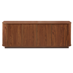 Sideboard Storage Cabinet TV Stand with wave pattern Buffet Cabinet Wooden Vertical Striped Cabinet for Kitchen/Bedroom/Entryway. Walnut, 64''W x 15''D x 24''H.